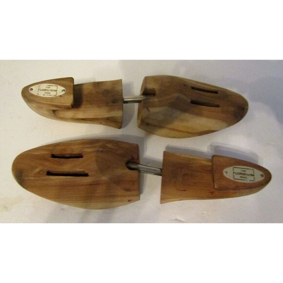 Vintage Mens Wooden Shoe Trees Forms Florsheim& Bostonian 2 Pair Stretchers Horn - Picture 3 of 7
